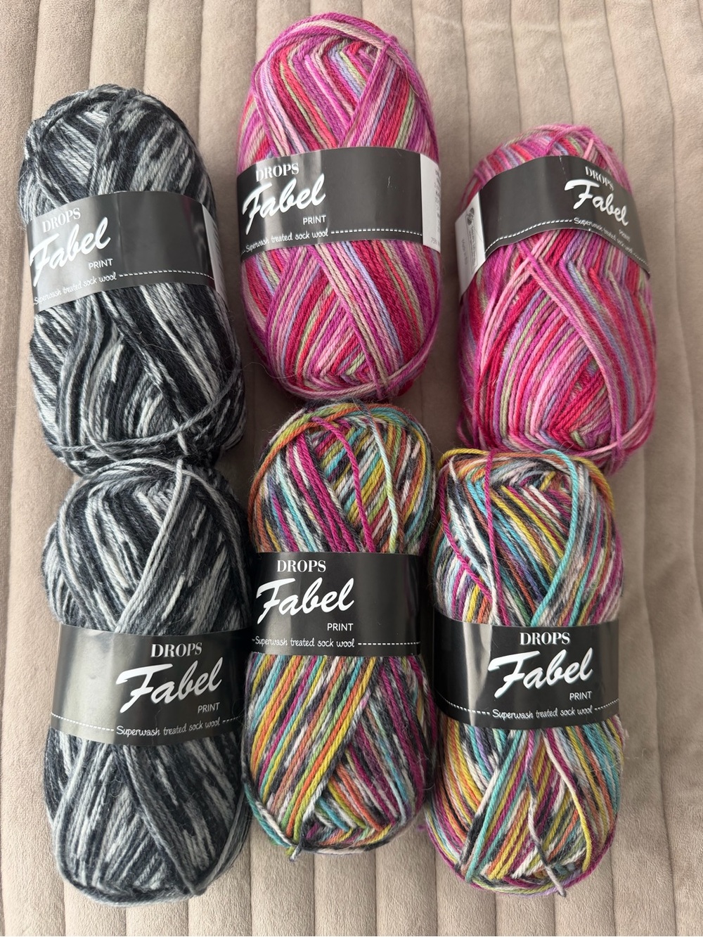 Multicolor & Pink Sock Yarn - 6 Skeins